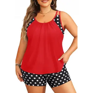 Won Plus Size Tankini Swimsuits - Two Piece Flowy Bathing Suits with Pocketed Boyshorts 2026 Swimwear