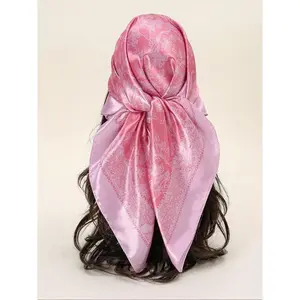 Women's Elegant Floral Print Satin Scarf New Style Fashionable Soft Comfortable Shawl for Daily Wear Casual Versatile Hair Band for Women Summer