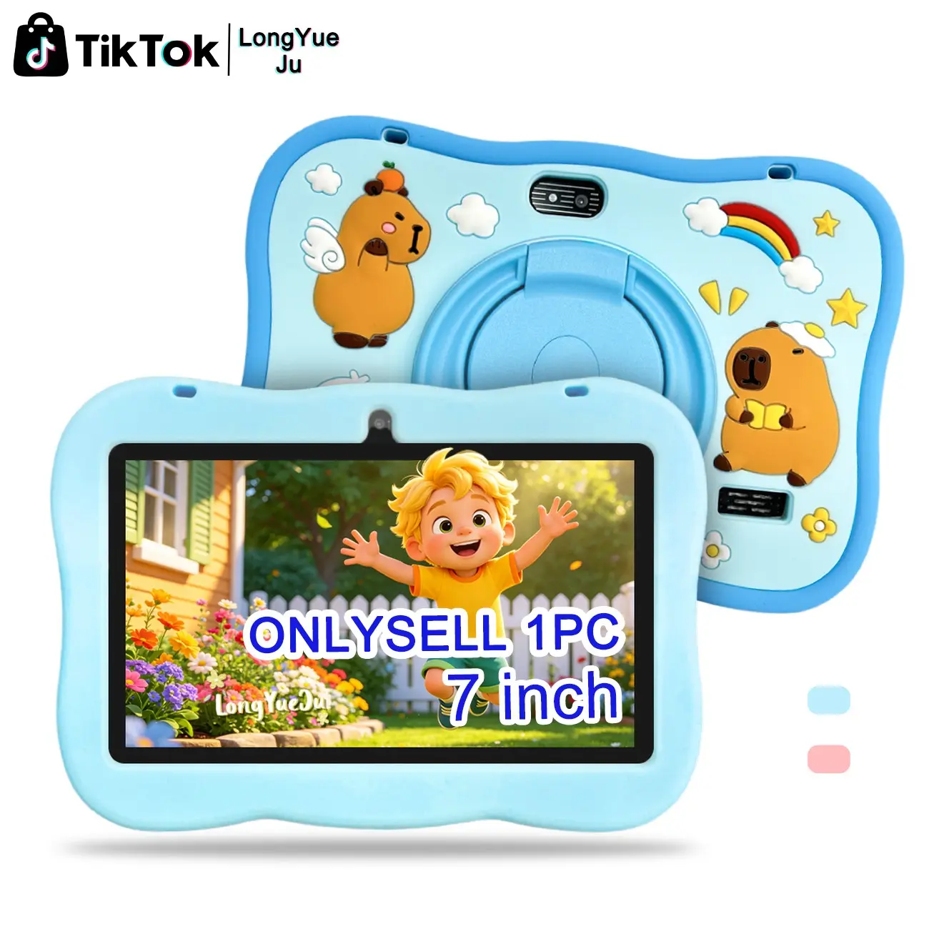 7-inch anti addiction children's Android tablet, Parental control whitelist system, Sensitive touchscreen learning+TV+music all-in-one, Anti drop silicone case holiday practical gift (blue/pink) Toddler Tablet, Kid Tablet