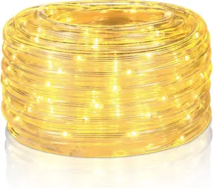 Heavy Duty Rope Lights Krislait 40ft 120 LED Heavy Duty Rope Lights, Warm White Outdoor Rope Lights Plug in Outdoor Tube Lights for Garden, Deck, Patio, Party, Christmas