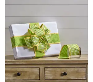 4"X5Y Spring Gingham With Border Ribbon By Valerie