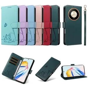 Magnetic Flip Phone Case with Lanyard, Shockproof Phone Protective Cover, Phone Accessory Compatible with Honor 70/80/90/100/200/300/Magic 5/6/7/Lite/Pro/X9 Series, Casing