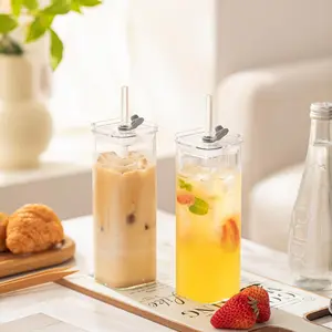 8 Sets Square Drinking Glass Cups, Old Fashioned Glasses, 13 Oz Square Glasses, Clear Highball Modern Glassware Tumbler Mixed Drinkware with Straws for Cocktail Coffee Juice Beer (Square-8PCS)TikTokShopBlackFriday