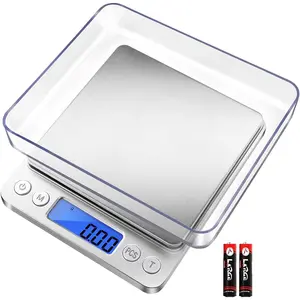 Digital Gram Scale .01 Gram Accuracy, 500g Small Jewelry Scale, Mini Kitchen Food Scale for Herb, Powder, Gold, Coin - Weight Gram and Oz (2 x AAA Batteries)