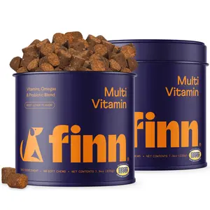 FINN Multivitamin for Dogs 2-Pack – 180 Soft Chews for Daily Health with Glucosamine, Vitamins A, C, D3, E, Zinc & Biotin – Certified NASC – USA Made