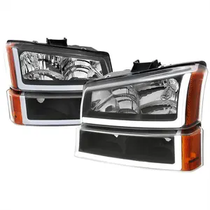 2003-2007 Chevrolet Silverado /2002-2006 Chevrolet Avalanche LED Bar Factory Style Headlights (Matte Black Housing/Clear lens)