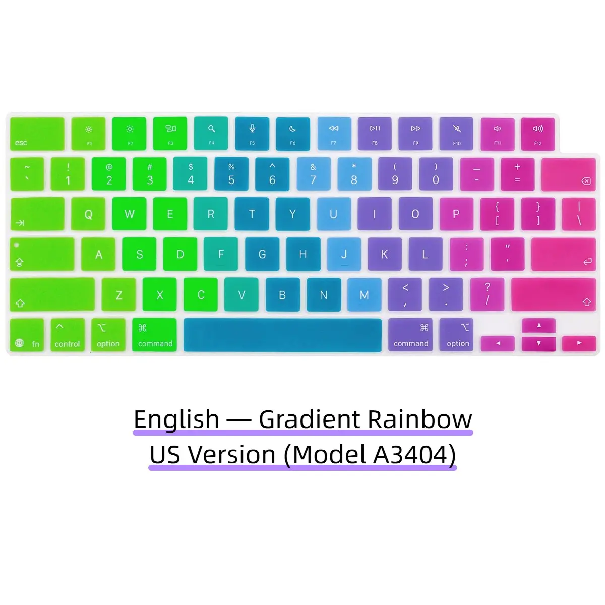 1pc Gradient Design Silicone Laptop Keyboard Covers Skin, Themed Keyboard Accessory, US Layout Compatible with MacBook Neo 13 inch (A18) Pro 2026 Release Model A3404 With Touch ID, QWERTY English, Anti-Scratch, Waterproof, Easy Clean, Rainbow