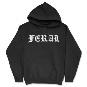 Feral Unisex Hoodie Funny Wild Animal Savage Joke Hooded Sweatshirt Unisex Vintage Fashion Hoodies mental health Hoodie Funny Animal Pullover Novelty Sweatshirt Black -