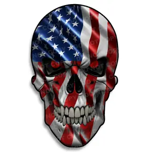 American Flag Skull Decal | Patriotic USA Vinyl Sticker