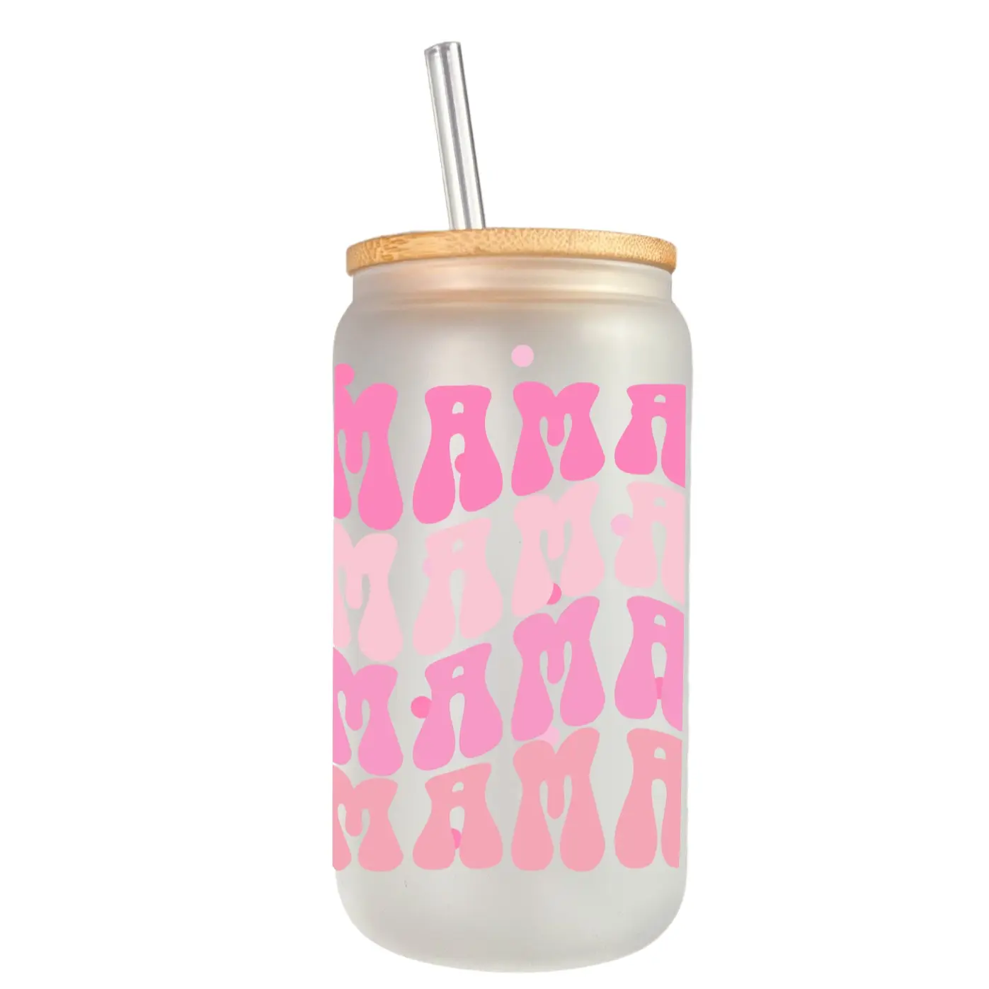 Perfect Gift Mama Glass Can, Gift for Mothers Day, great gift for coffee lover, Perfect Spring Gift, Trendy, stylish  Cup - 16 oz glass can Drinkware Bamboo Lid