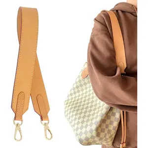 Ankes Genuine Vachetta Leather Replacement Shoulder Strap, 26 In, Light Gold Buckle, Compatible With Neverfull Tote