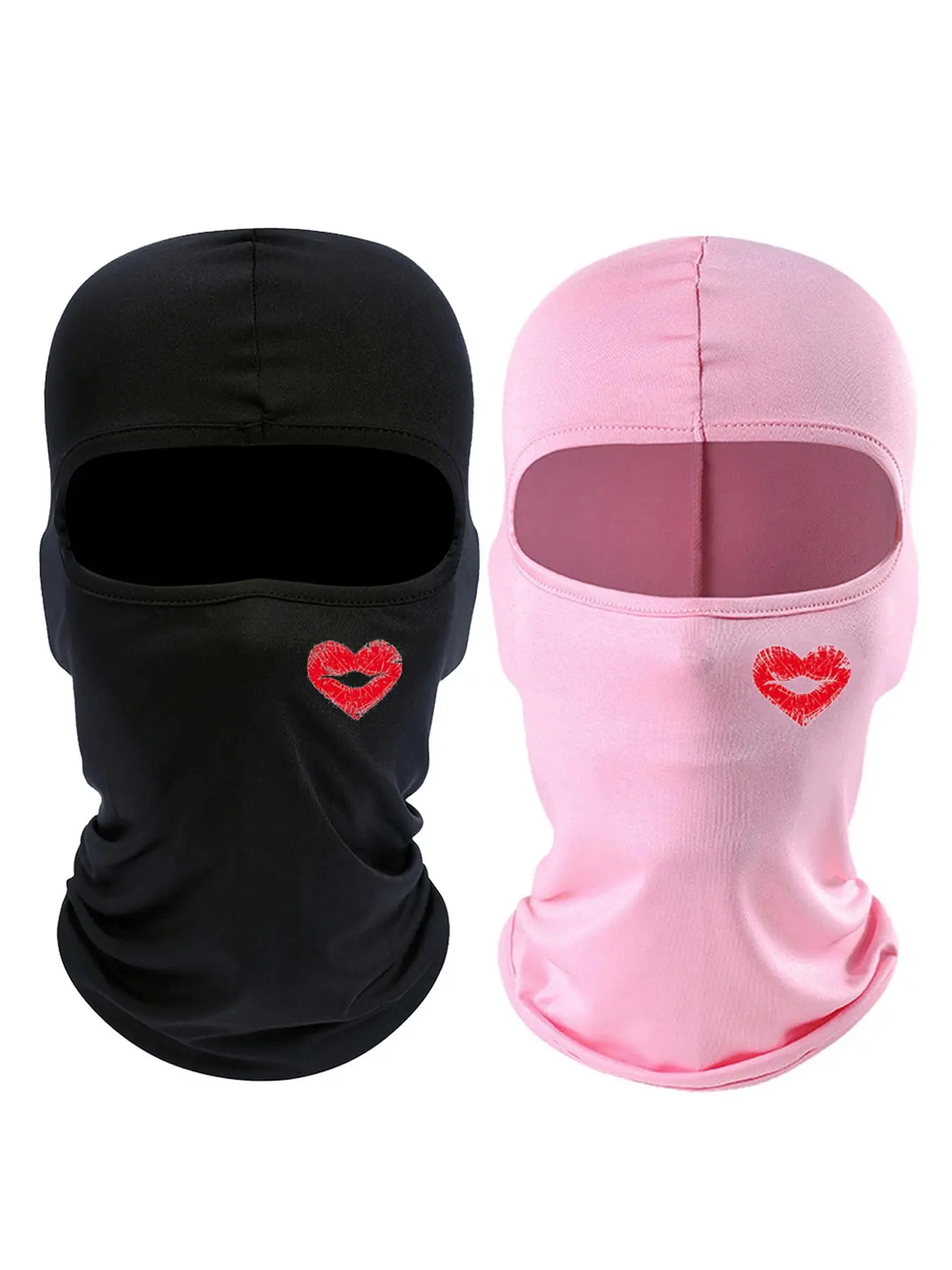 Heart Print Balaclava Full Face Mask, Breathable Sun Protection Neck Gaiter, Outdoor Cycling Face Mask for Men & Women, Motorcycle Face Mask, Balaclava Summer Mask, Balaclava Headwear, Face Cover Balaclava