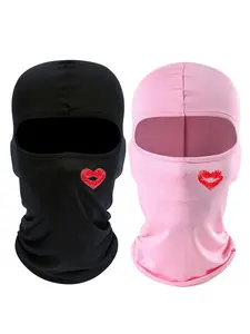 Heart Print Balaclava Full Face Mask, Breathable Sun Protection Neck Gaiter, Outdoor Cycling Face Mask for Men & Women, Motorcycle Face Mask