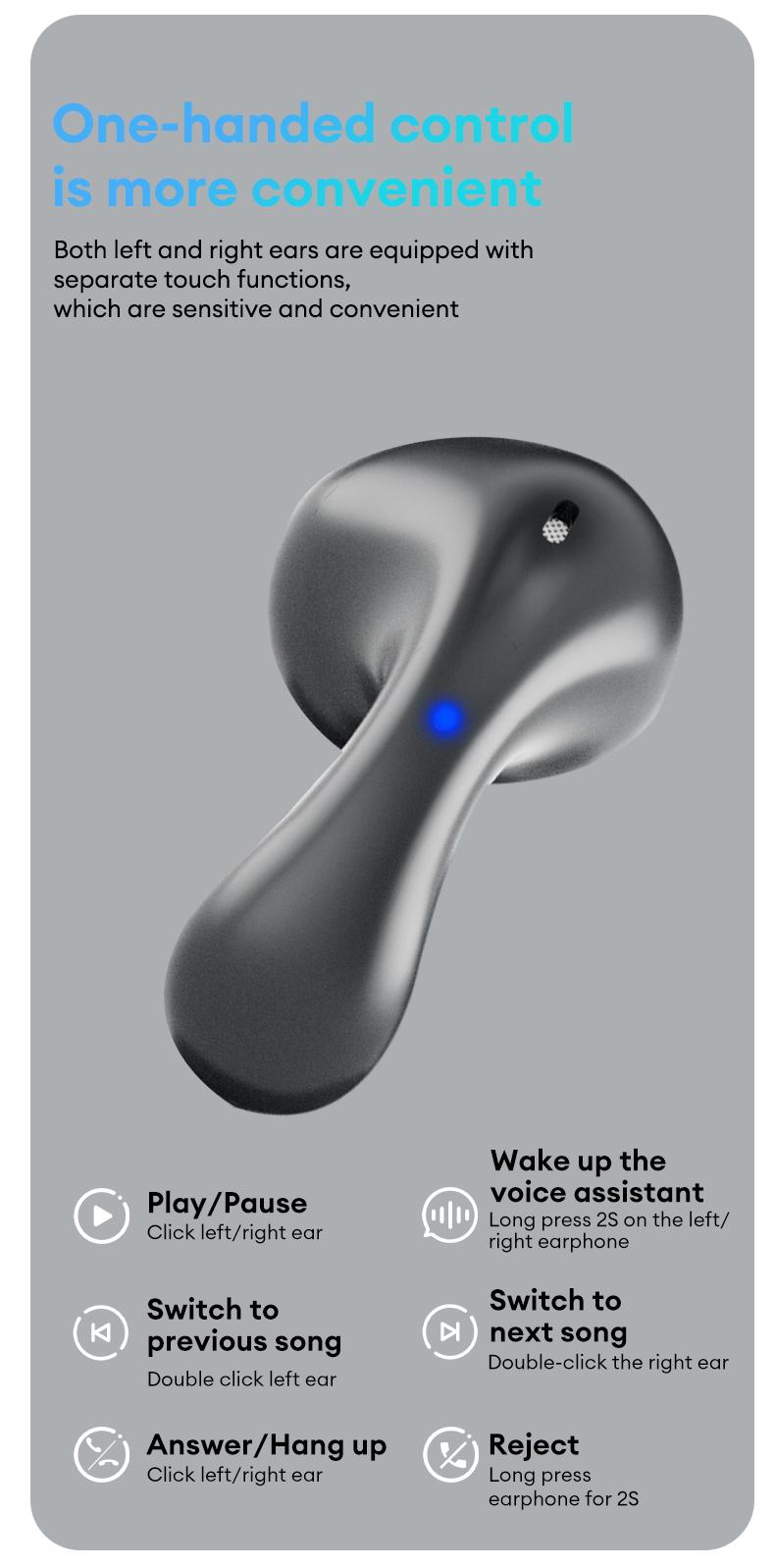 PAXA PA-L02 Wireless Bluetooth Headphones, Powerful Sound Effects for Music, Dustproof & Waterproof Sports Earbuds for Running, Workout, Audio