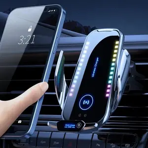 Wireless Ambient Light Car Phone Holder, Fast Wireless Charger, Wireless Charger For Car, Wireless Magnetic Charging, Air Vent & Dashboard Mount, Car Interior Accessories