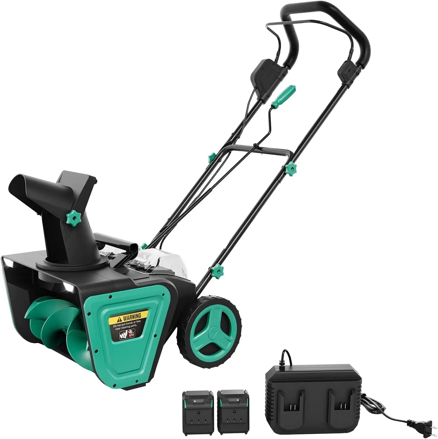 40 v Cordless Snow Blower, 20" Electric Snowblower with 4.0Ah Battery and Charger, Brushless Motor Snow Thrower with LED Light for Driveway Patio Sidewalk - 23 ft Throw Distance, Lake Blue