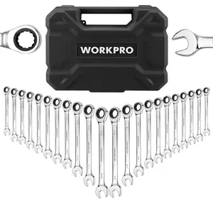 #Summervibes WORKPRO 22-Piece Ratcheting Combination Wrench Set, 72 Teeth, Combo Ratchet Wrenches Set with Organizer Box, Metric 6-18mm & SAE 1/4-3/4"