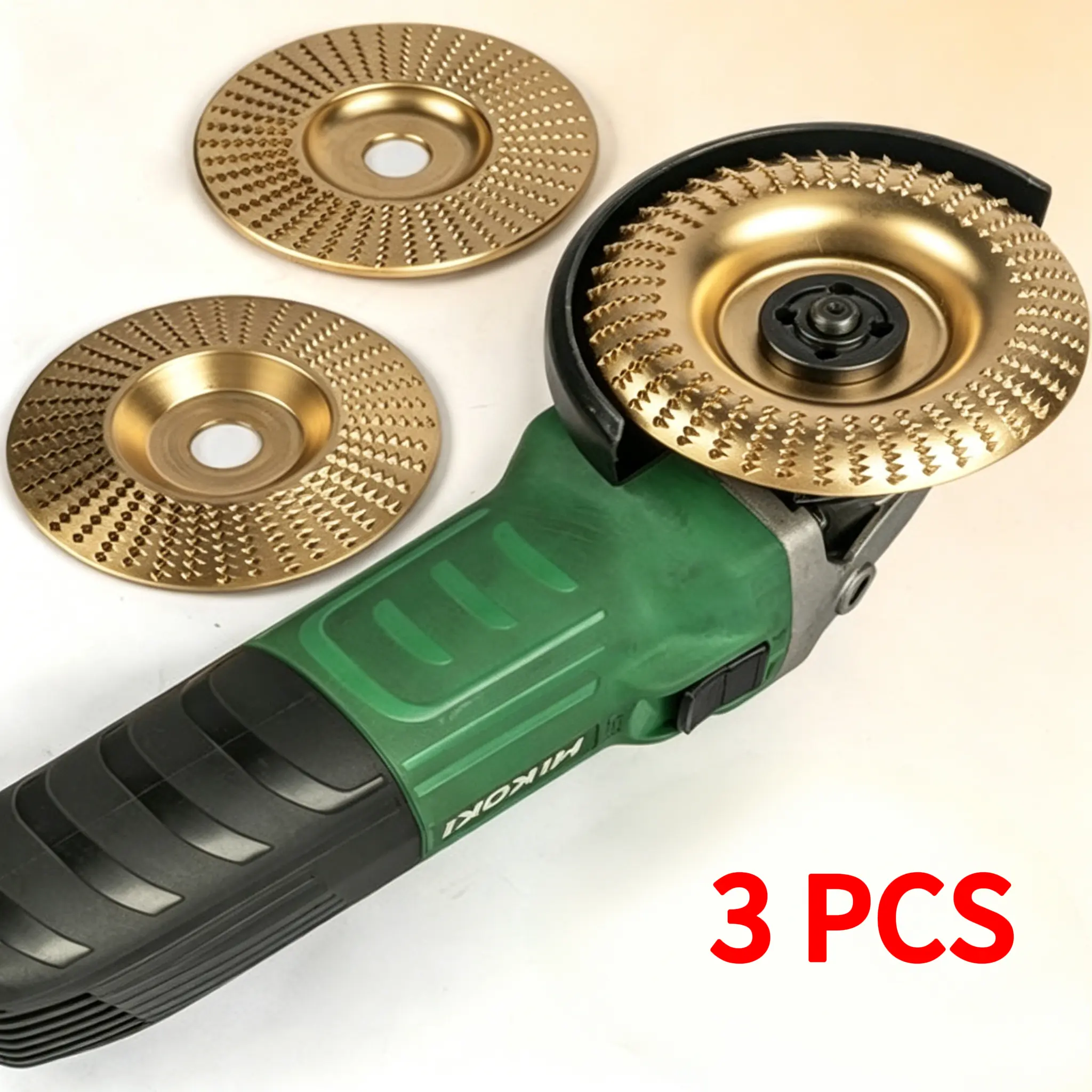 3-Piece Wood Carving Disc Set - Heavy-Duty Grinding Wheels with Aggressive Teeth, Flat/Curved/Inclined Discs, Fast Cutting, Standard Fit for 4"/4.5" Angle Grinders with 5/8"/7/8" Arbor, Woodworking Projects, Hunting Gear