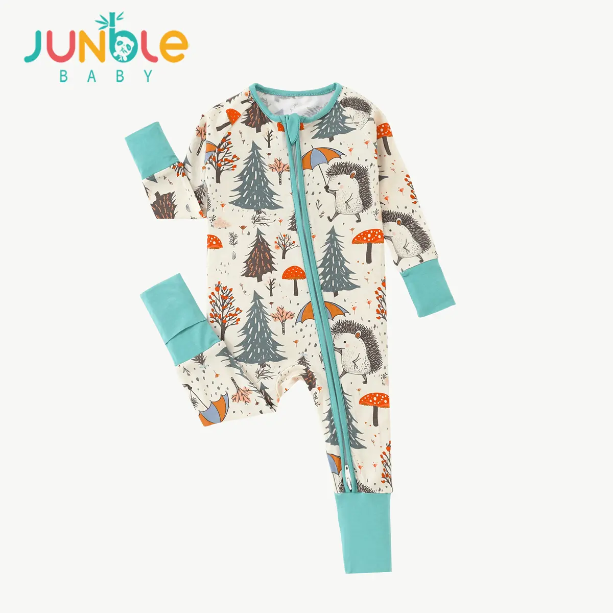 JUNBLEBABY Little Sleepies Pajamas for Baby Boys & Girls, Viscose from Bamboo Baby Pajamas, Sleepers, 2-Way Zipper PJs, One Piece, Long Sleeve