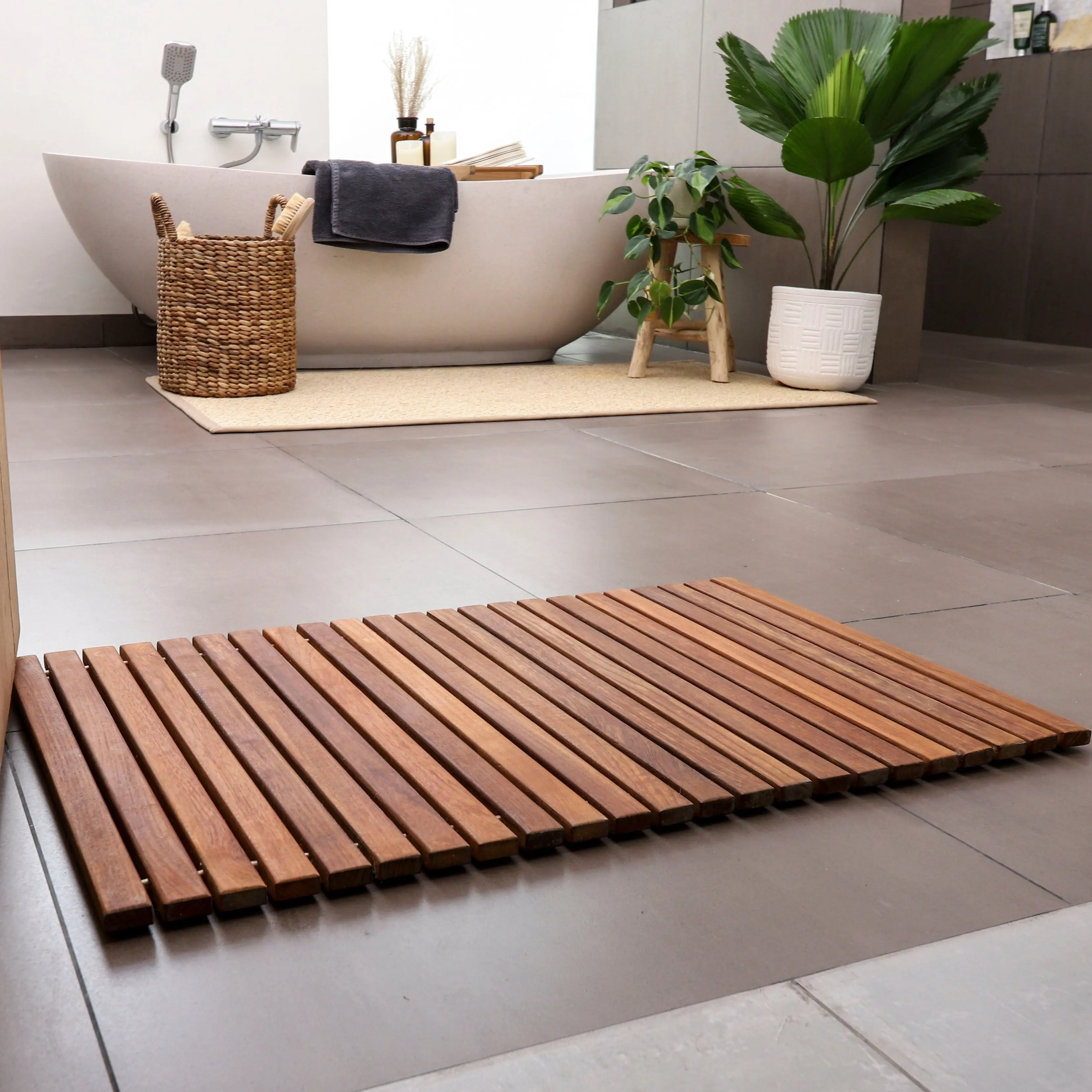 Wyoming Oiled Teak Shower and Bath String Mat 31.4″ x 19.6″ (no feet)