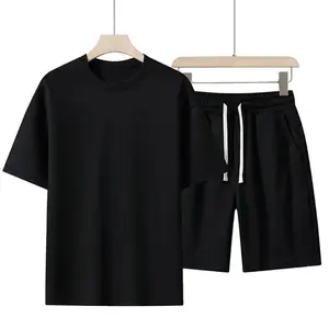 Summer Cotton T-Shirt Sets Men Women Cotton T Shirt Shorts Sets Solid Color Short Sleeved Streetwear Breathable O-neck Tracksuit