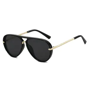 Aviation Sunglasses Women Brand Designer Pilot Sun Glasses  Simple Fashion Suitable Shades Gold Trim Black Frame Unisex