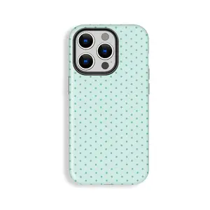 for iPhone 13. Elegant Light Green Bottom Turquoise Polka Dot Pattern Phone Case, Phone Case Suitable for Iphone 11/12/13/14/15/16/17 Pro Promax Plus Air