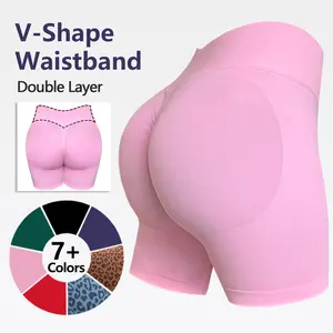 【LIVE STREAM ONLY】XSL26056 High Waist V-Shape Yoga Shorts Tummy Control Booty Lift  Sweat-Wicking Buttery Soft Seamless Fabric Shorts