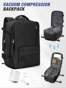 Travel Backpack with Vacuum System Mochila de Viaje Compresion al Vacio Easyvacpack Airbag Backpacks for Traveling Carry on Luggage, Outdoor Sports Rucksack Casual Daypack Travel Essentials Multifunction Backpack Vacuum Compression Backpack(Black)