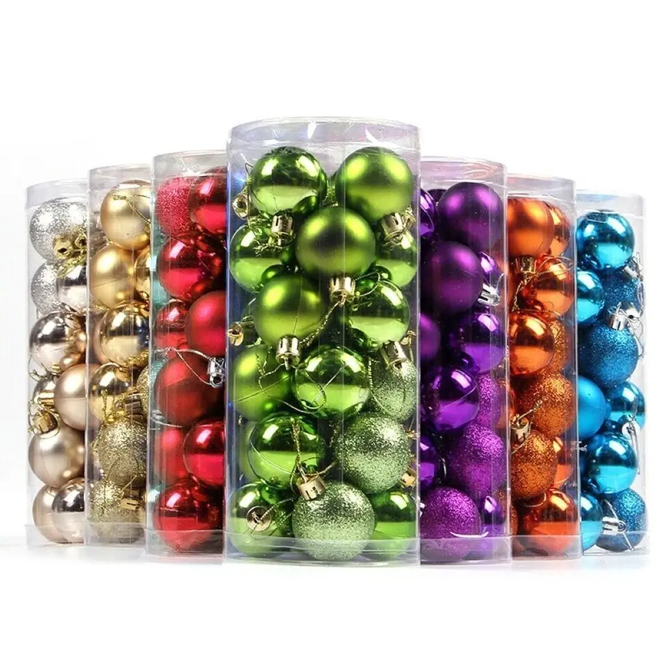 24PCS Christmas Glitter Hanging Baubles – Shatterproof Ornaments for Tree, Wedding & Holiday Decor