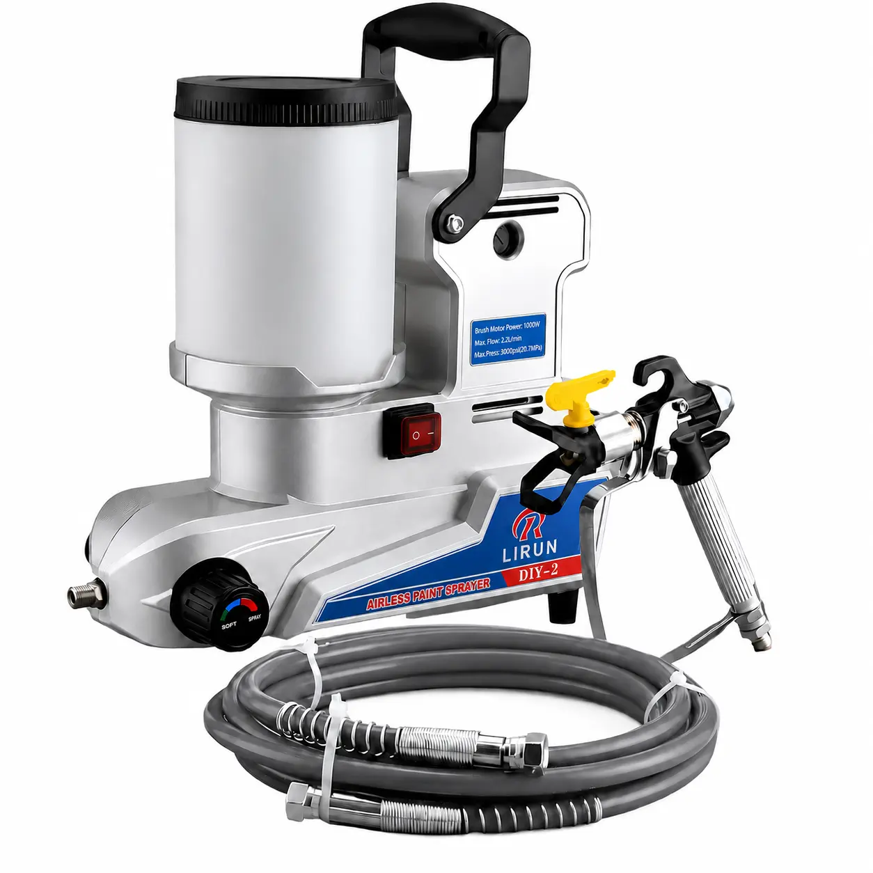 RLIRUN Airless Paint Sprayer Machine - 2.5 L/min High-Flow Output, 0.5 Gal Tank, 3 Adjustable Speeds, 16 Ft Durable Hose, 25-Piece Sprayer Set for DIY Painting Projects