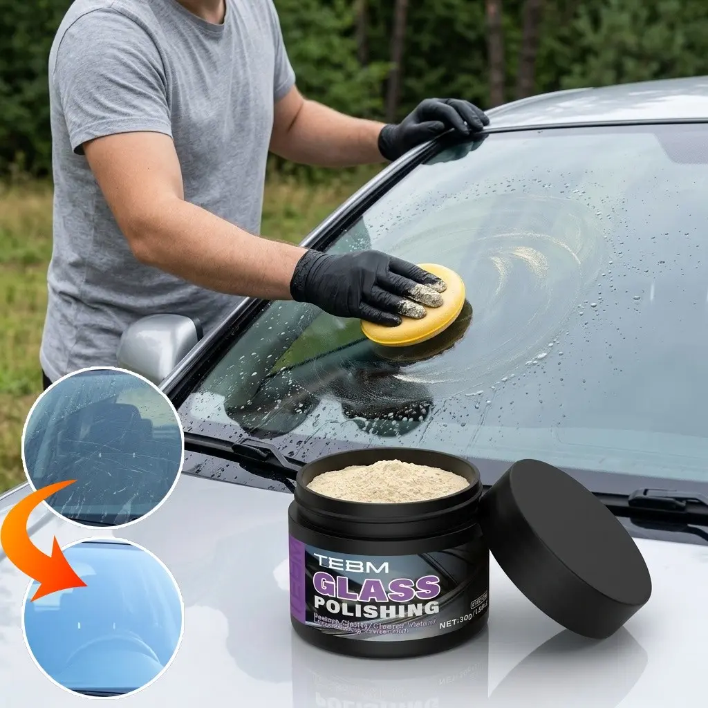 Car Glass Polish Powder, Oil Film Remover, Front Windshield Coating, Window Glass Wiper Scratch Removal, Automotive Cleaning Supplies, Windshield Cleaner