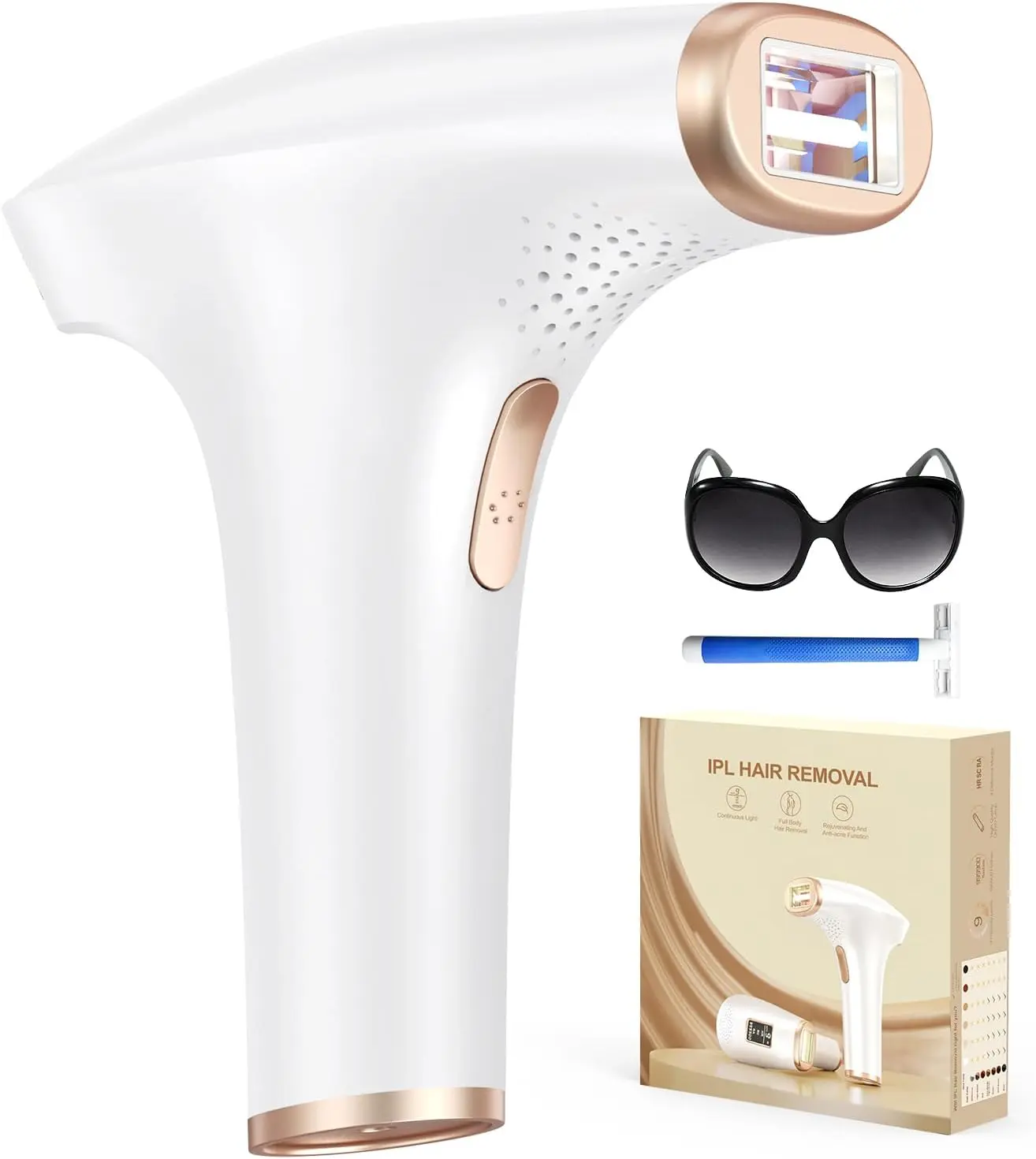 IPL Devices Hair Removal Laser with 9 Energy Levels and 3 Functions HR/SC/RA, 999,900 Light Pulses Painless Hair Removal Laser for Men, Women, Face, Armpits, Legs, Body