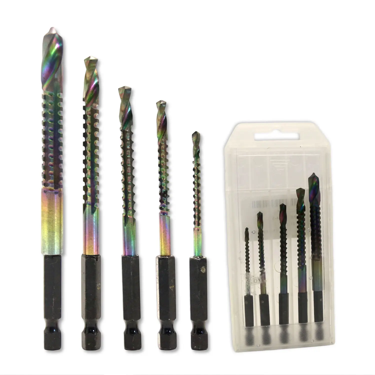 titanium-coated high-speed steel twist drill bits, 3-8mm serrated side-cutting drill bits, woodworking tools, suitable for drilling holes in plastics, metals, and wood.
