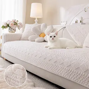 Sofa cover 1pc thick plush sofa cushion, soft sofa protector, pure color simple modern style, exquisite pattern suitable for all seasons, pet friendly, scratch resistant and machine washable, bedroom, office, living room home decoration