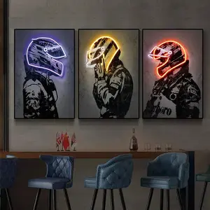 3pcs/set Unframed Neon Effect Wall Art Poster F1 Racer Formula One Pop Mural Modern Cool Design Modern Home Decor Canvas Picture Print Living Room Bedroom Decorate, Canvas Prints, Modern Home Decoration