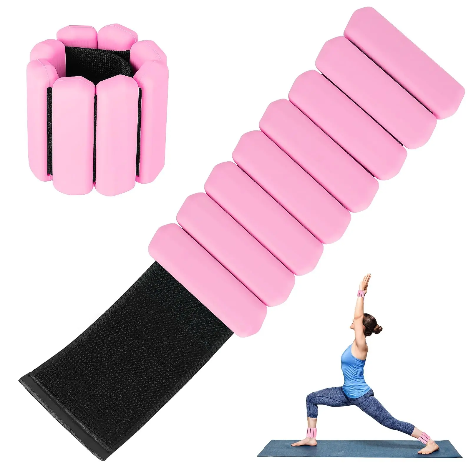 Set of 2 Weighted Wristbands, Unisex fitness gear, Workout equipment, Fitness Workout Accessories, adjustable wrist and ankle weights suitable for both hands and feet, ideal for toning arms; perfect for walking, running, yoga, and gym workouts