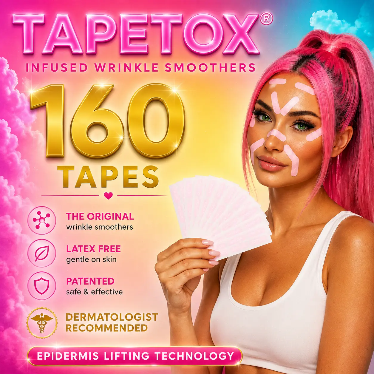 Wrinkle Face Tape, 160 Pack Wrinkle Patches, Over 30 Skincare Must Have, Overnight Anti Wrinkle Face Lifting Tape, Smooth Forehead, 11’s, Crow’s Feet, Smile Lines, Collagen Boosting, Infused, Skin Safe, Breathable, Non Toxic, Japanese Face Tape