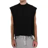 Men's Cropped (Distressed) Muscle Shirt - Sleeveless Shirt for Men Menswear Cotton Plain Crewneck