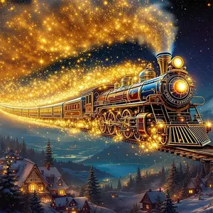 Train Pattern DIY Diamond Arts Colorful Painting Kit without Frame, DIY 5D Diamond Arts Colorful Painting Kit, Wall Art Decor for Home Decoration