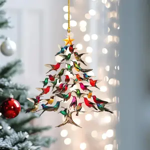 2D Flat - 1/5/20pcs 2D Hummingbird Christmas Ornament - Colorful Hummingbirds /Tree Decor, Window Hanging Ornament, Stacked Hummingbird Ornament for Christmas, Winter Hummingbirds Home Decoration, for Bird Lovers