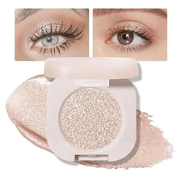 Glitter Shimmer Sparkle Eye Shadow Palette Makeup for Women, Pearl White Silver Glitter Shimmer Metallic Holographic Iridescent Cream Iridescent Single Monochrome Eyeshadow Makeup