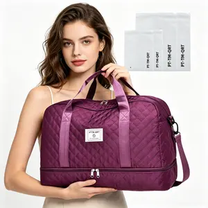 5PCS  Large Capacity Travel Duffel Bag with Dry Wet Separation 1 Travel Bag + 4 PE Storage Bags Set Ideal for Weekend Getaways & Gym Use,summervibes,carry bag