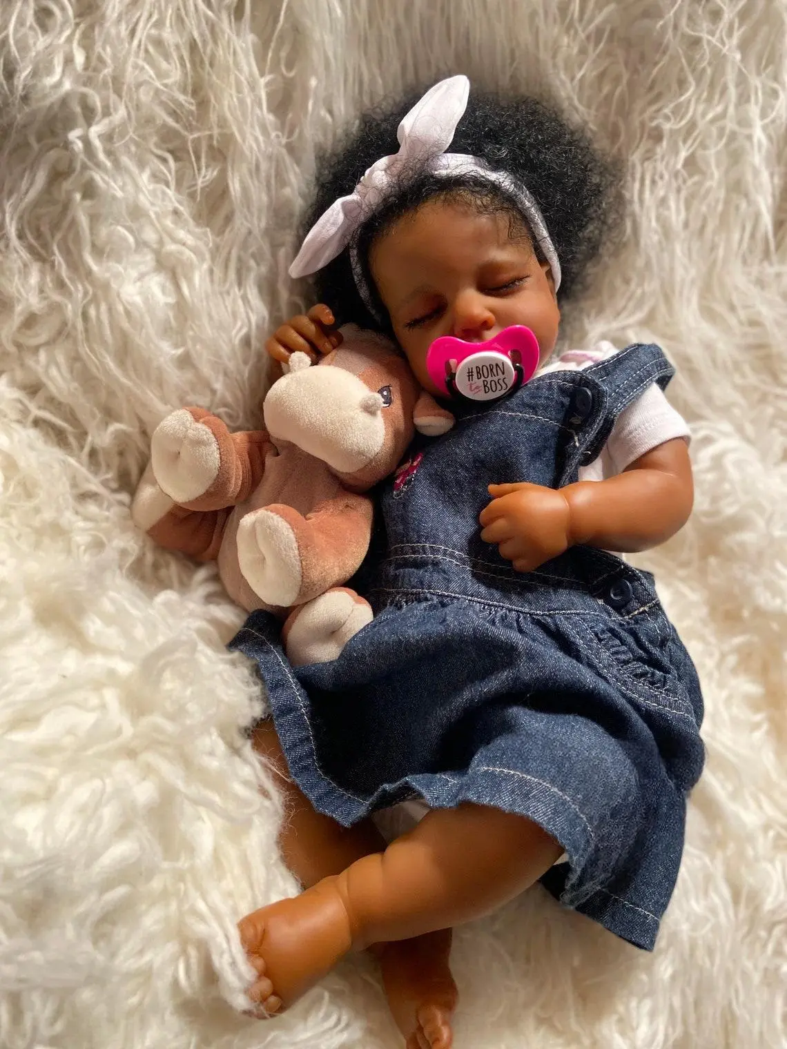 20in Realistic African American Reborn Baby Doll for Black Girls - Handmade, Soft Weighted Body, Accessories, Soft Cuddly Gift, Sleeping Doll, Gorgeous Collectible Kids Toy, Gorgeous Dolls