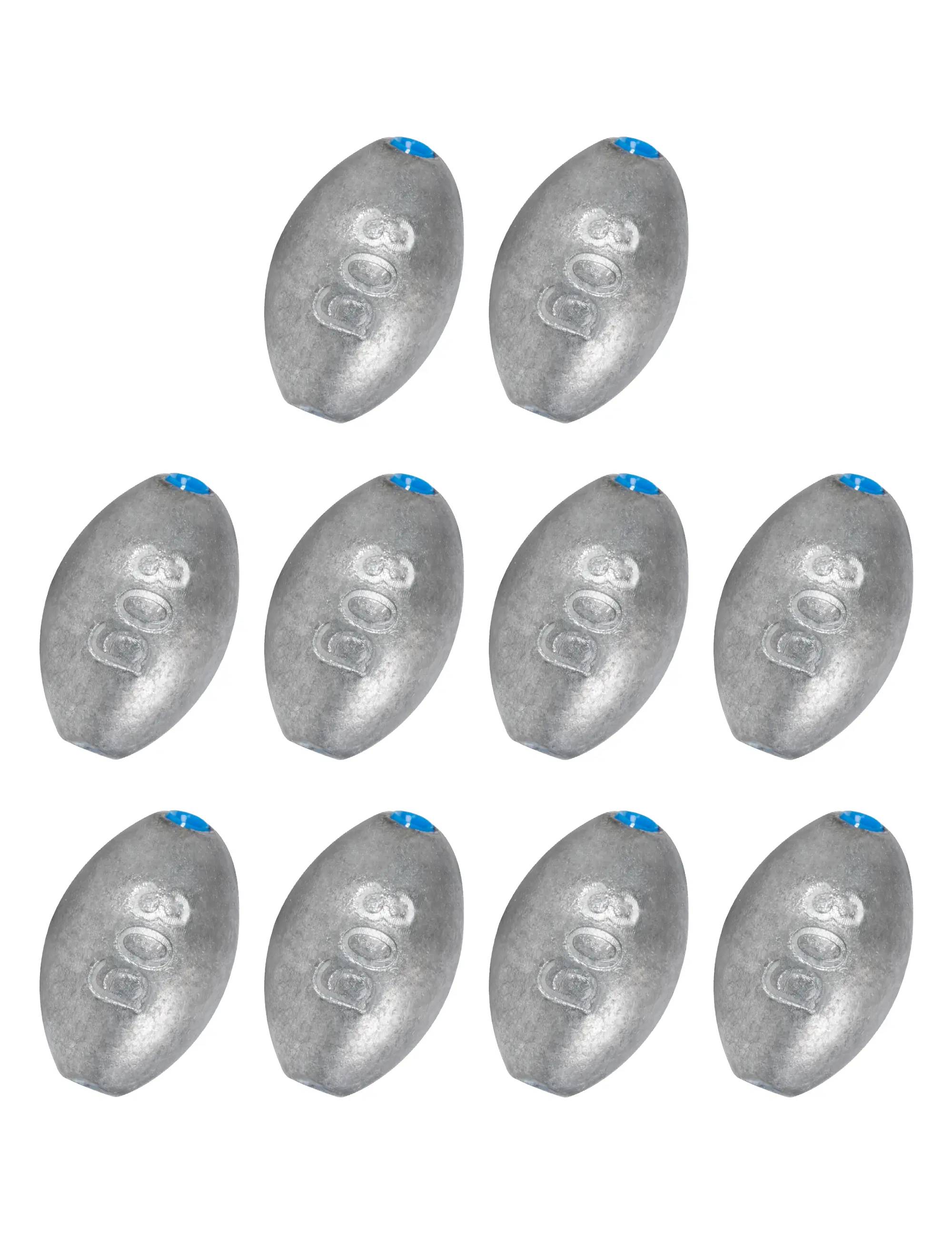 BLUEWING Egg Sinker V2 1oz Plastic Core 10pcs with Smooth Polished Surface for Freshwater and Saltwater Fishing
