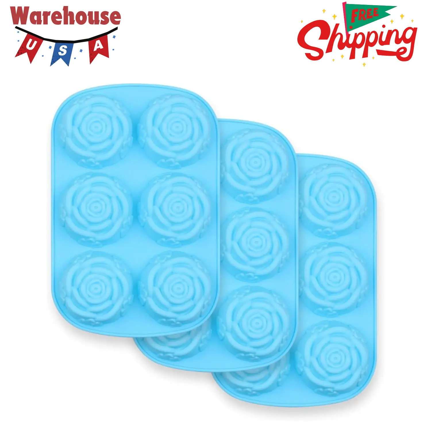 6-Cavity Silicone Flowers Shaped Mold, Set of 3PCS