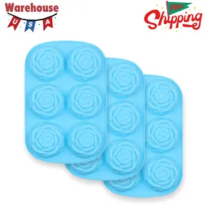 6-Cavity Silicone Flowers Shaped Mold, Set of 3PCS