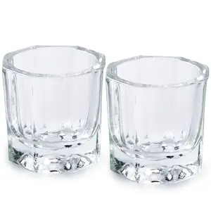 2pcs Nail Dappen Dish Clear Monomer Liquid Cup, Dampen Dish for Acrylic Nails, Manicure Glass Bowl