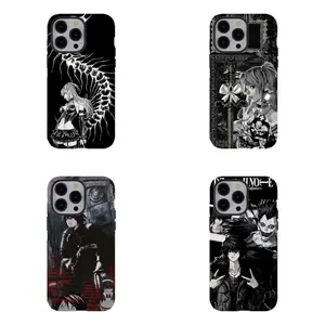Death Note Dark Gothic Manga Phone Case - Light Yagami and Misa Amane Black and White Style Anti-Drop Protective Cover - Collector's Item for Manga Fans for iPhone 16/15/14/13/12/11/17 ProMax Plus for Samsung phones, suitable for both men and women