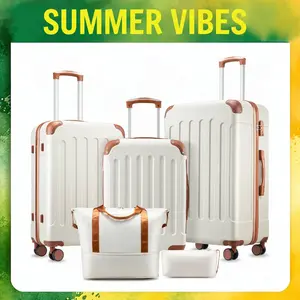 3/5/6-Piece Hardside Luggage Sets, Spinner Suitcases with TSA Lock, Tote & Toiletry Bag for Travel & Business summervibes EX-Lite fathersdaygift